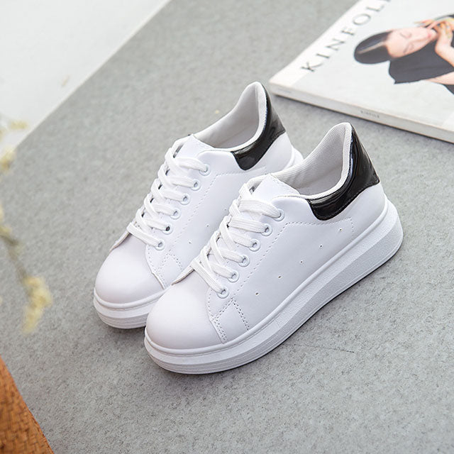 LAKESHI Wild Fashion Women Canvas Shoes 2019 New Casual Shoes White Thick-soled Female Shoes Summer Flat Shoes Increase Shoes