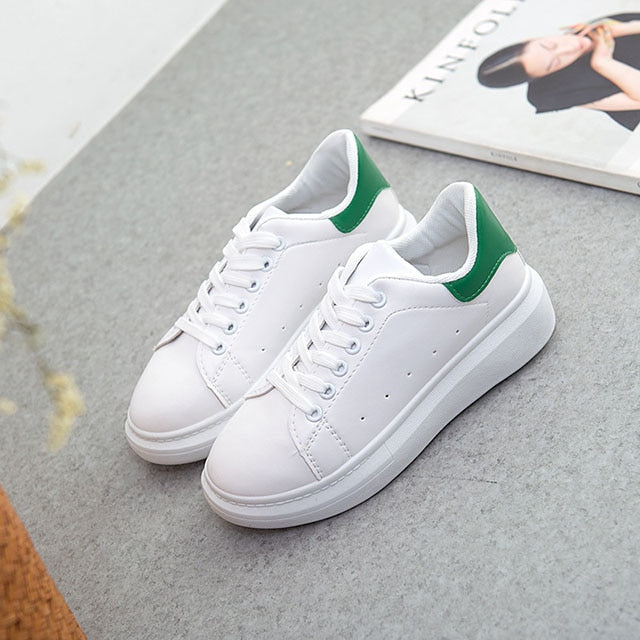 LAKESHI Wild Fashion Women Canvas Shoes 2019 New Casual Shoes White Thick-soled Female Shoes Summer Flat Shoes Increase Shoes