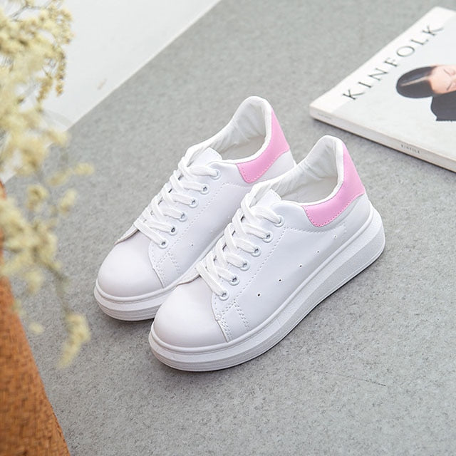 LAKESHI Wild Fashion Women Canvas Shoes 2019 New Casual Shoes White Thick-soled Female Shoes Summer Flat Shoes Increase Shoes